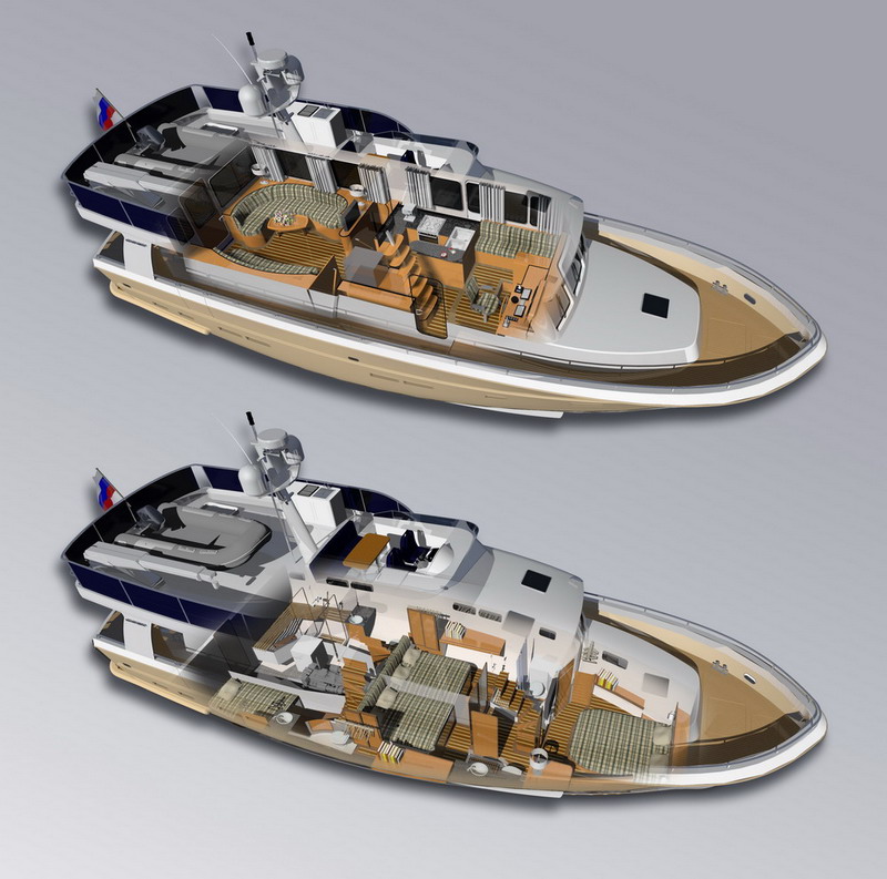 16m steel trawler yacht interior - Boat Design Net Gallery