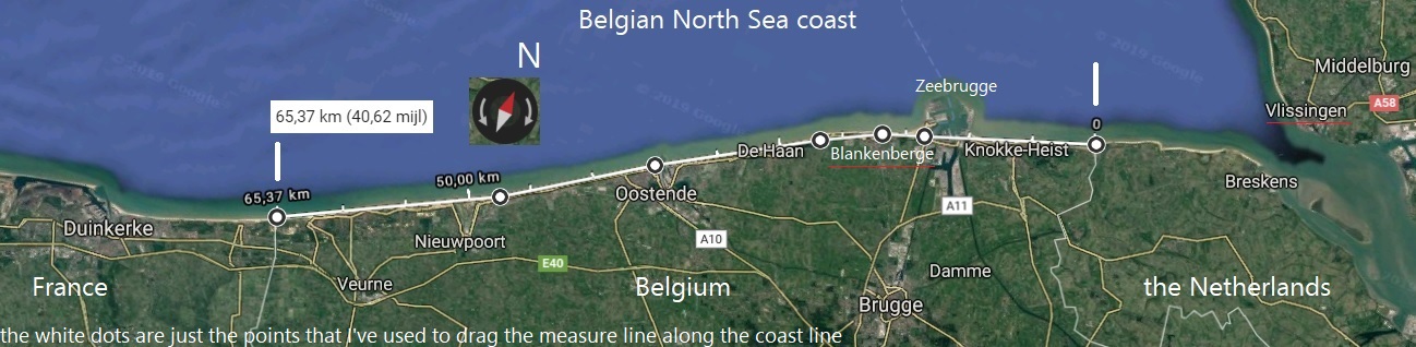Belgian North Sea coast 65.4 km 40.6 mi.jpg