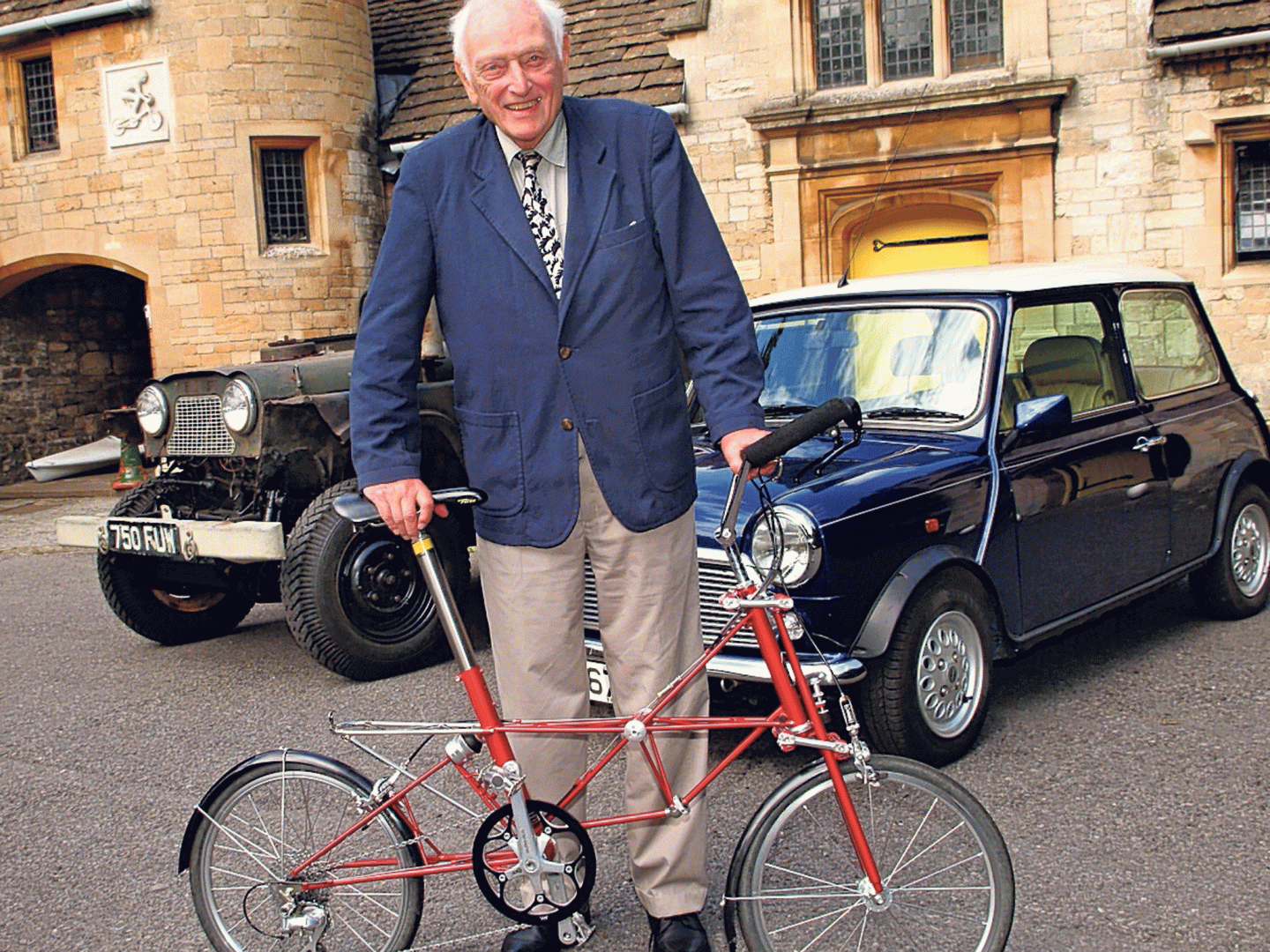 Sir Dr Alex Moulton Folding Bicycle and Mini Automobile Small Wheels.gif