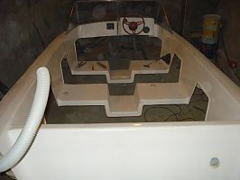 Old Soviet fiberglass motorboat "DRAKON' total reconstruction, Arn