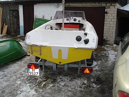 Old Soviet fiberglass motorboat "DRAKON' total reconstruction, Arn