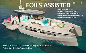 14m  FOIL ASSISTED Stepped Hull  Catamaran