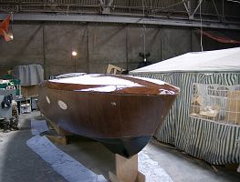 Fibering the hull: 30ft mahogny sportcruiser