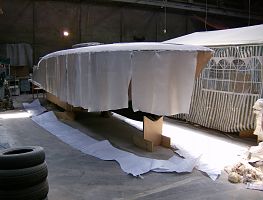 Fibering the hull: 30ft mahogny sportcruiser