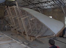 36 ft strip planking fiberglass sheating double ender