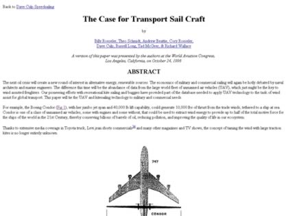Cached version of The Case for Transport Sail Craft
